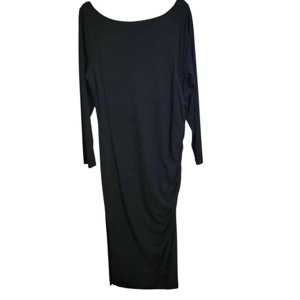 Universal Standard Black Long Sleeve Side Ruched Maxi Dress